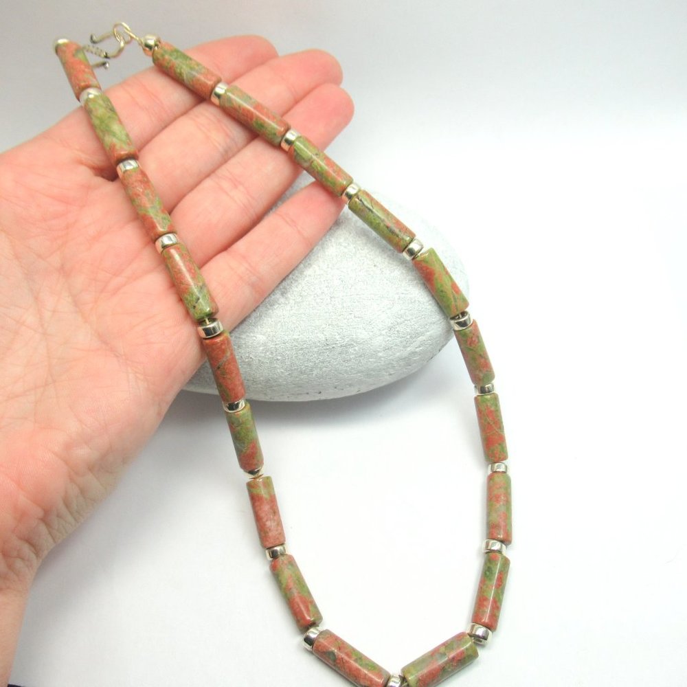 Unakite and Sterling necklace